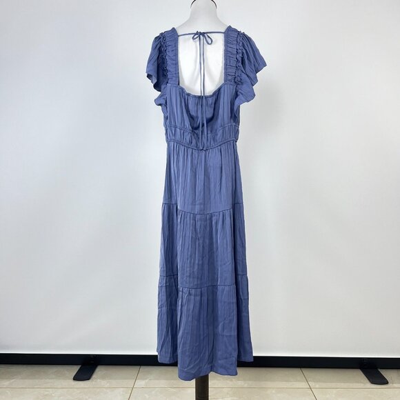 NWOT ANTHROPOLOGIE Ruffled Tiered Midi Dress In Blue Size XLP - Picture 6 of 13